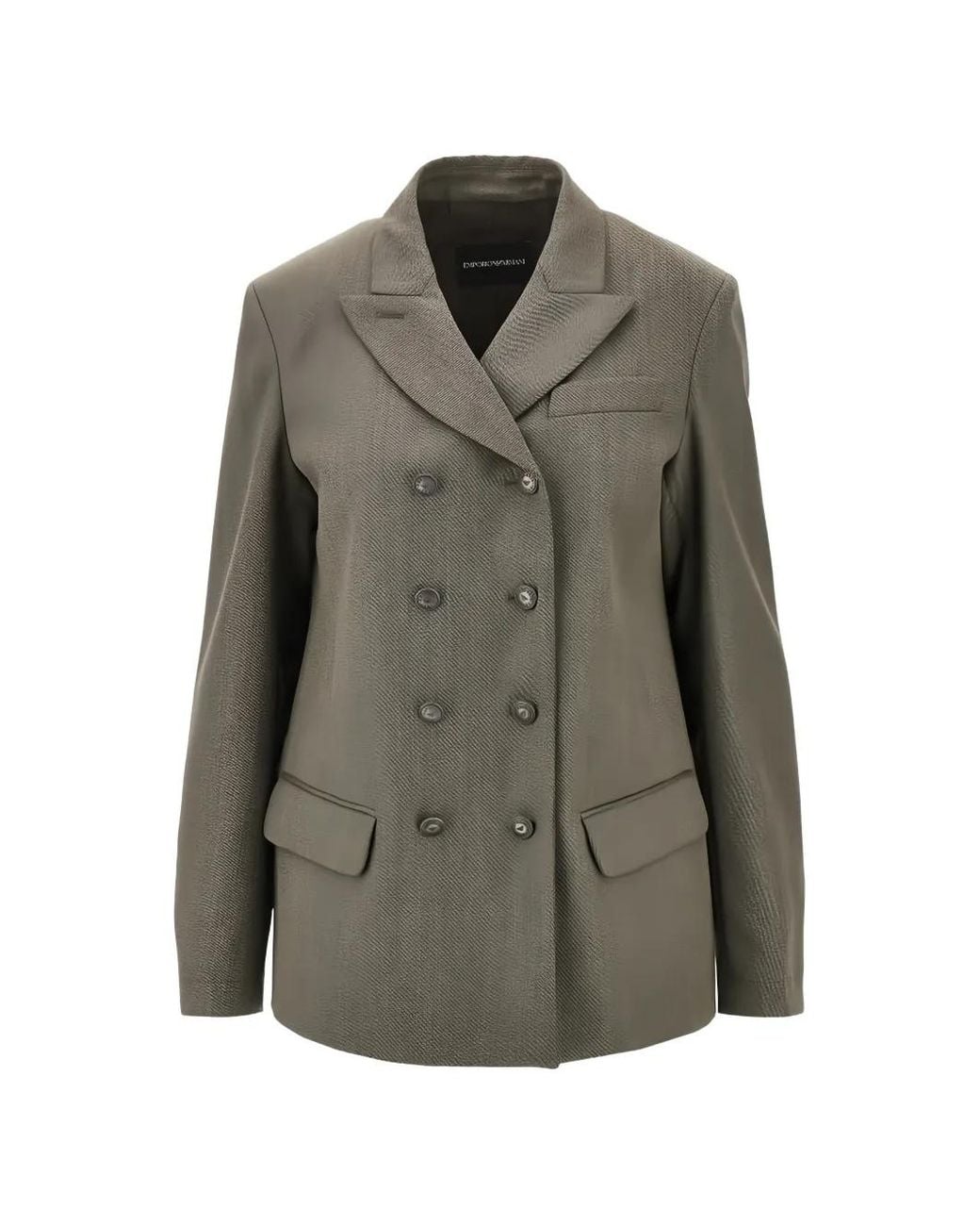 Emporio Armani Gray Double-Breasted Virgin Wool Blazer