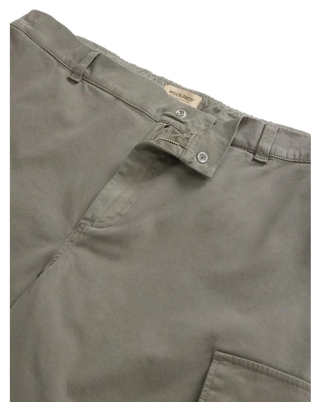 Woolrich Gray Cargo Cotton Twill Shorts for men