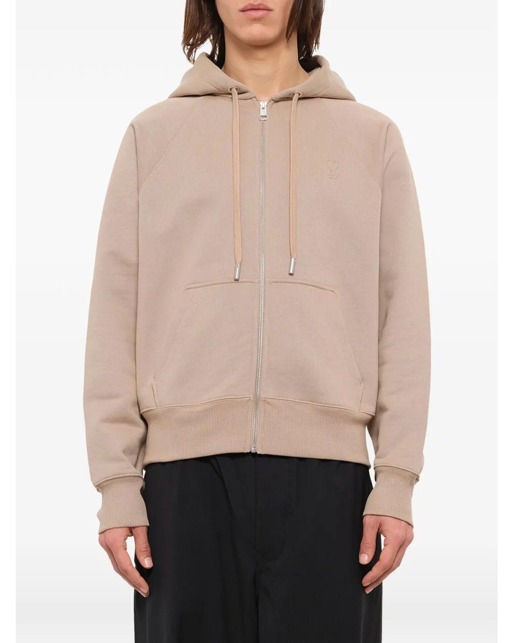 AMI Natural Ami De Coeur Embossed Hoodie for men