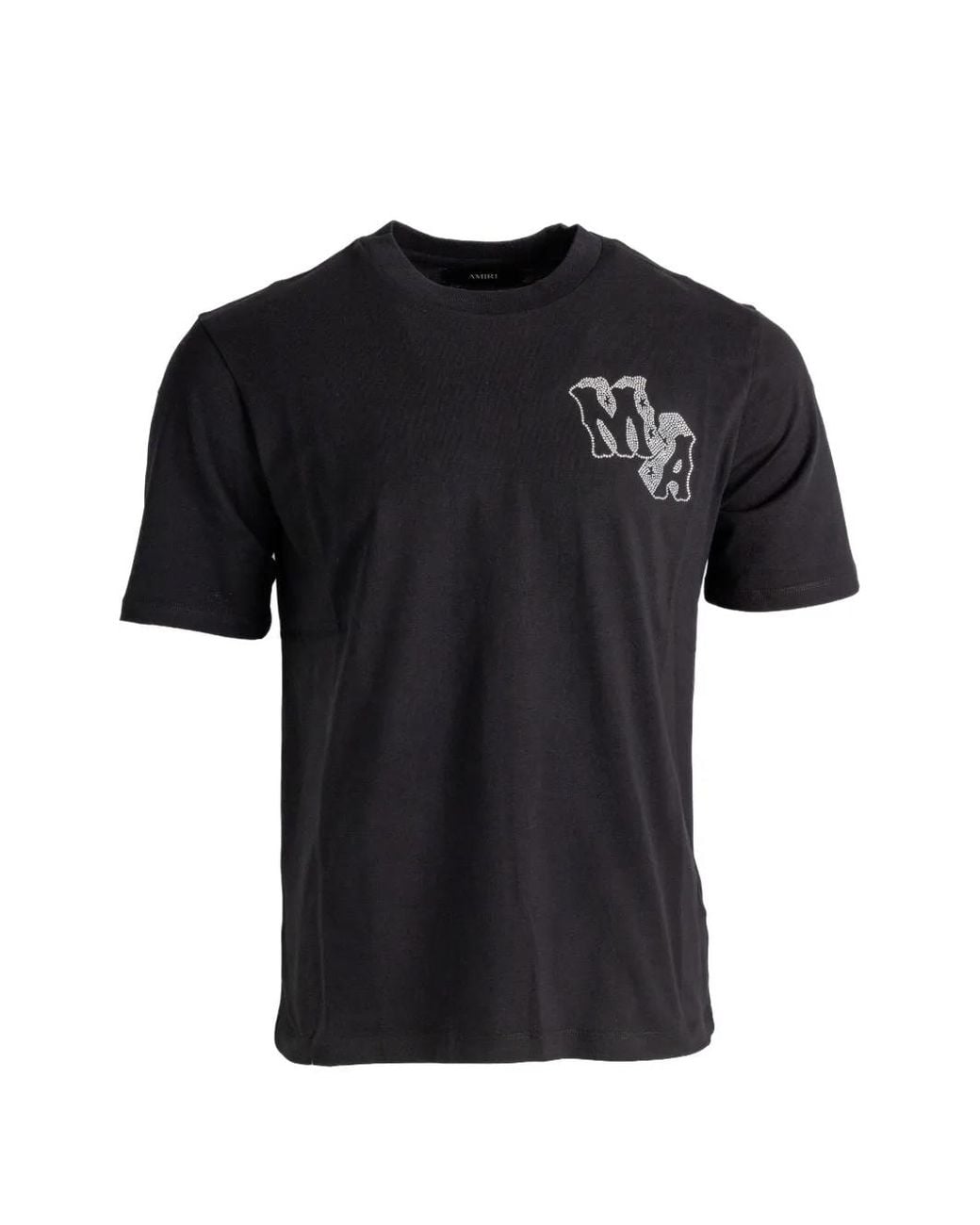 Amiri Black T-Shirt Orné De Cristal À Logo Imprimé for men