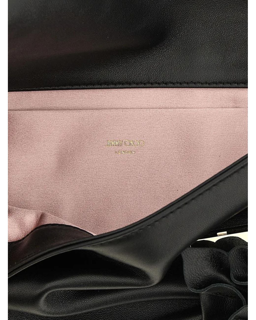 Jimmy Choo Black Zandra Floral-Appliqué Clutch Bag