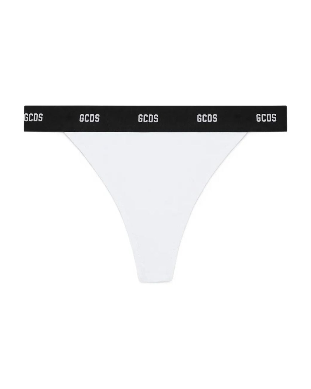 Gcds Black Ribbed Logo Thong