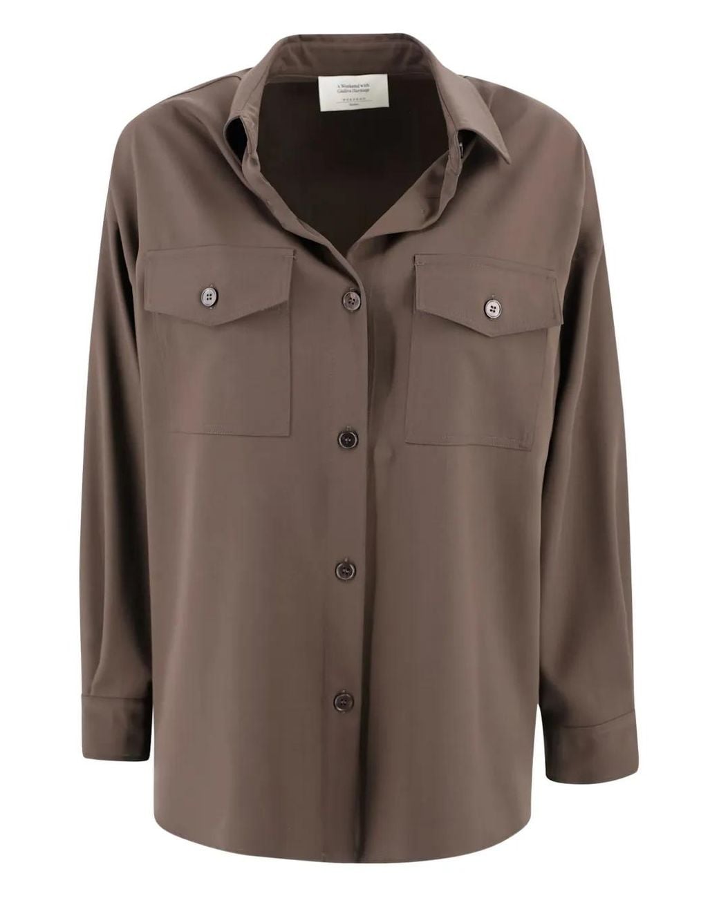 Weekend by Maxmara Brown Double-Pocket Virgin-Wool Shirt