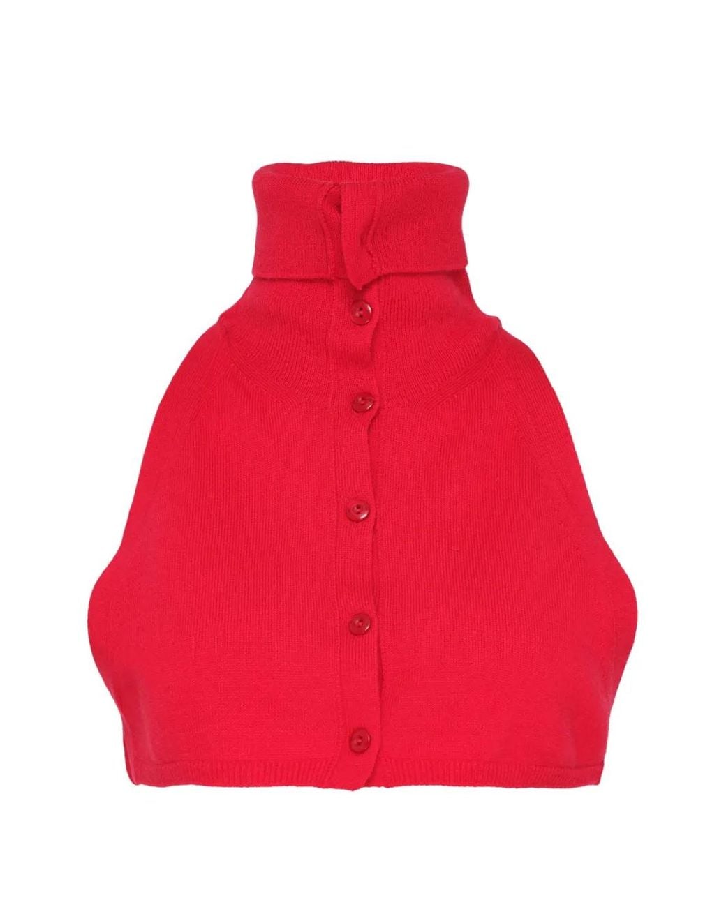 OPEN YY Red Col En Maille Boutonné