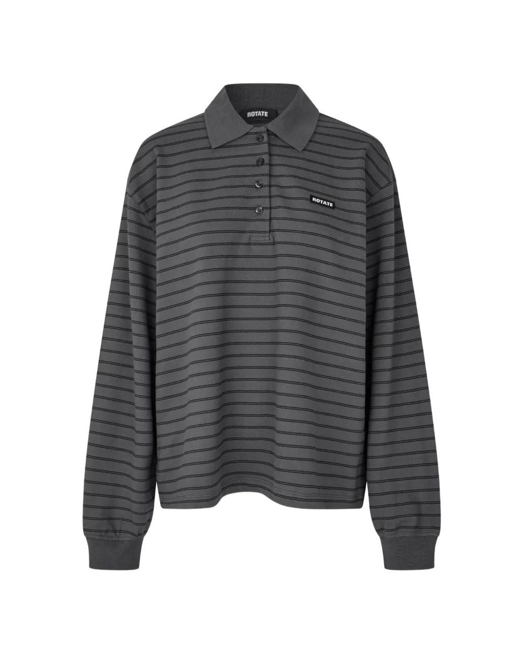 ROTATE BIRGER CHRISTENSEN Gray Pique Longsleeve Polo