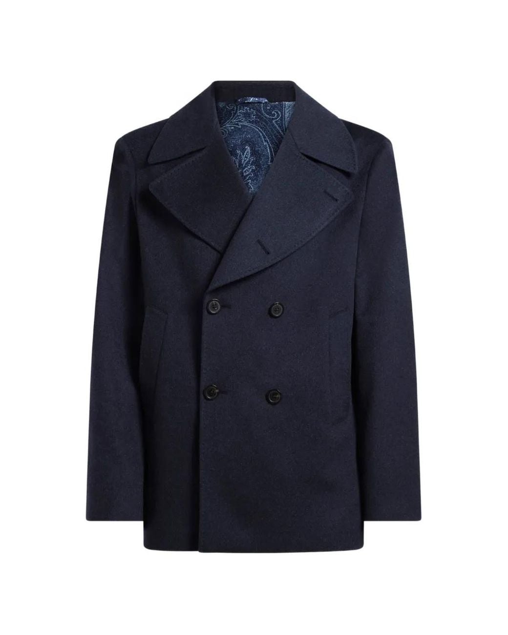 Etro Blue Cashmere Cloth Pea Coat for men