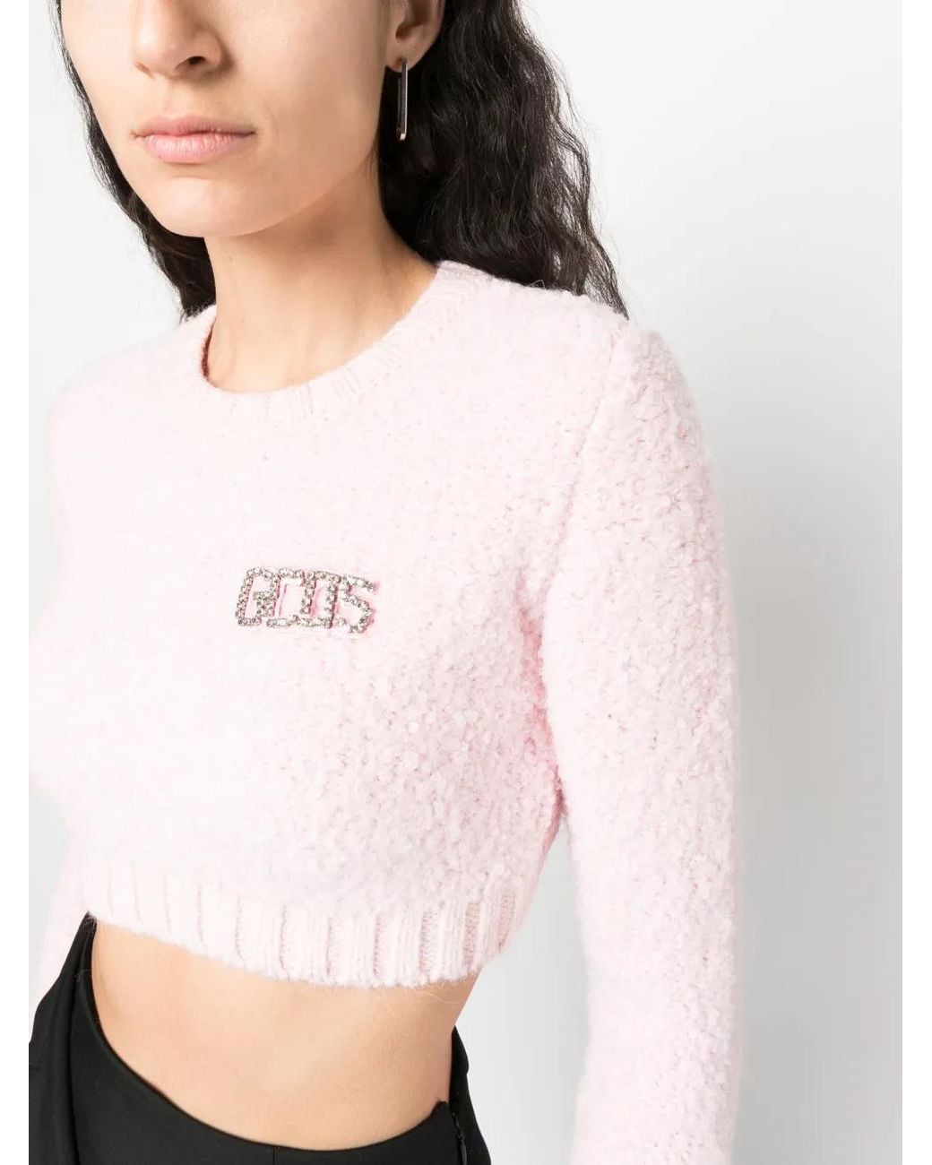 Gcds Pink Crop Top With Decoration