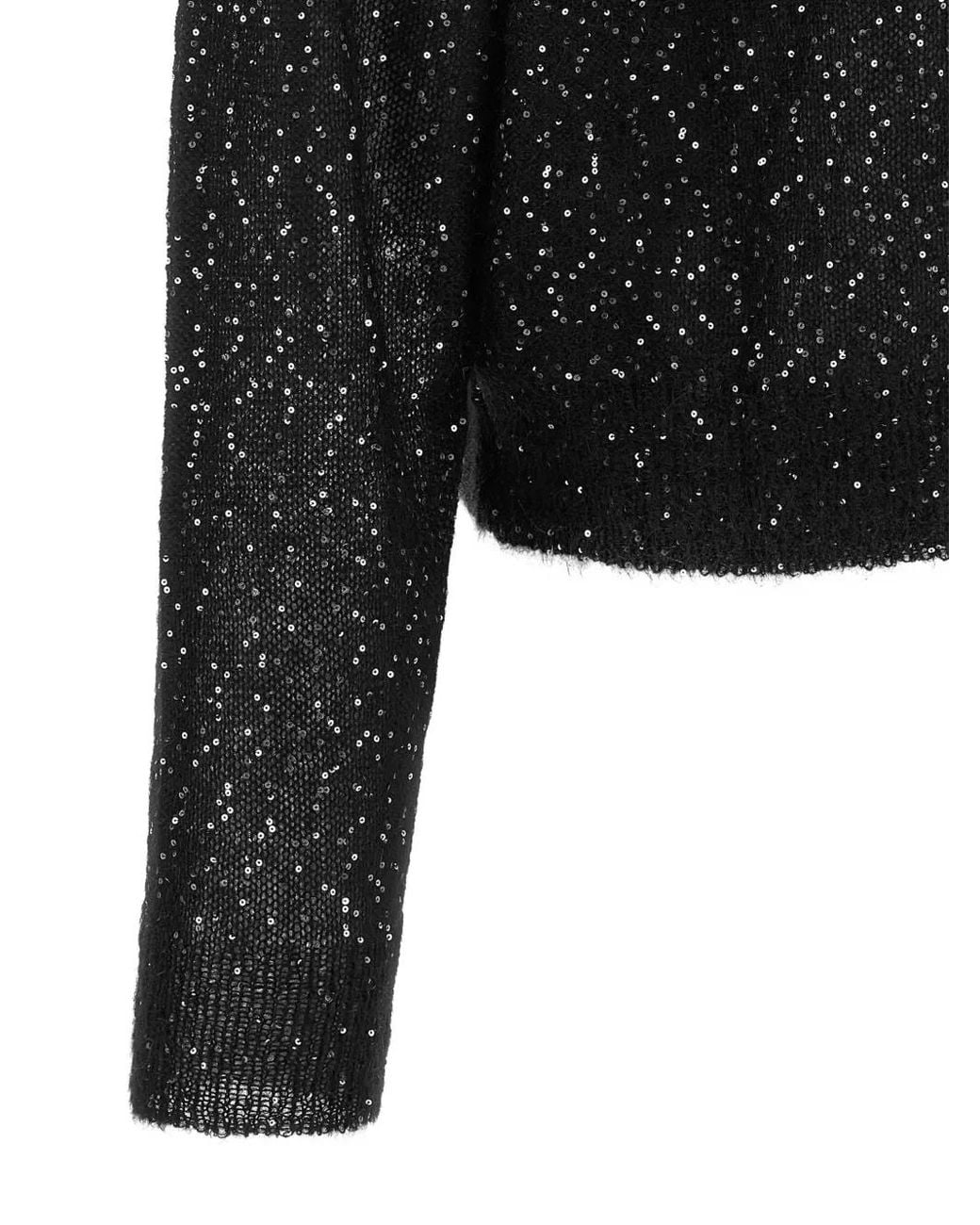 Nude Black Sequin-Embellished Sweater