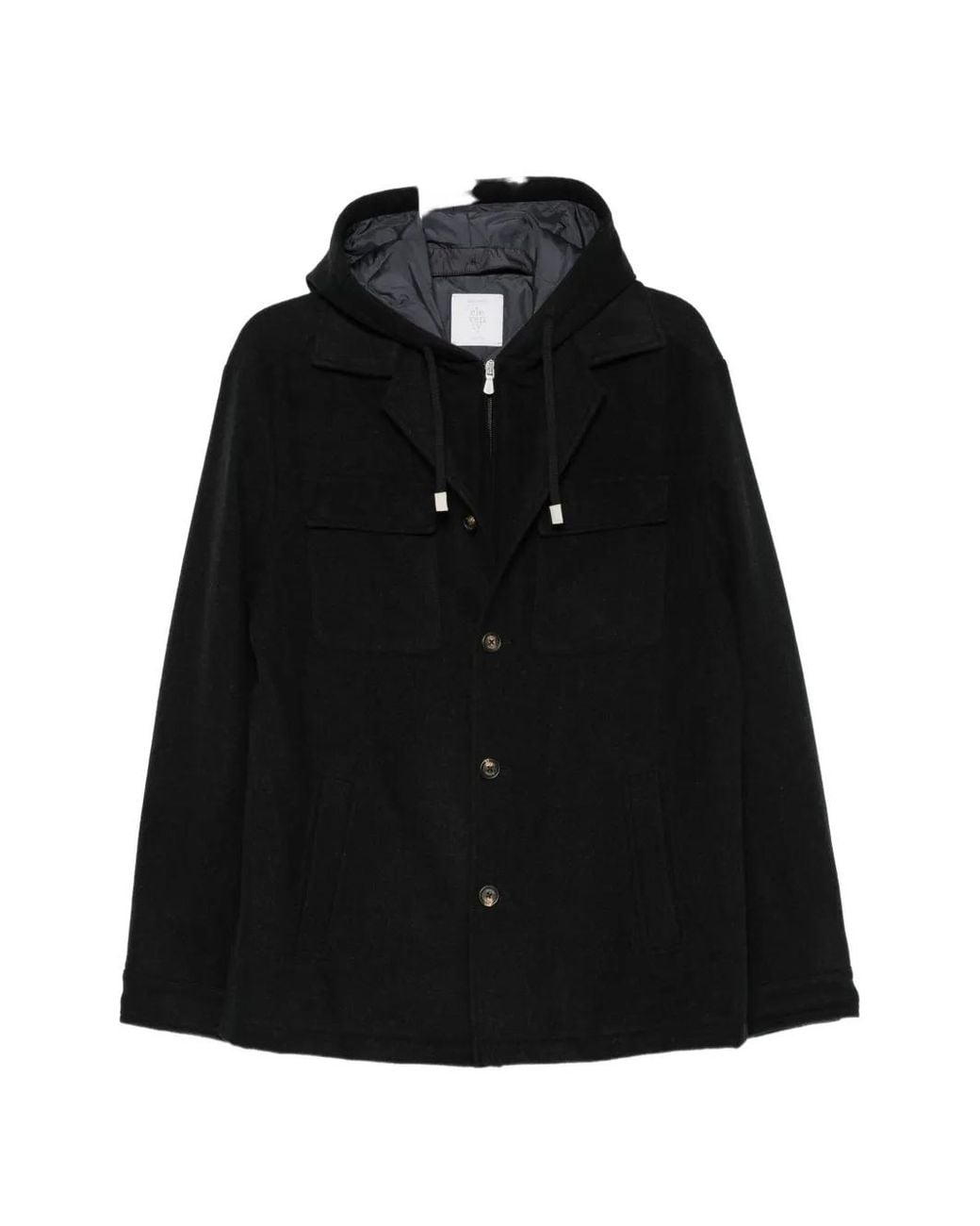 Eleventy Black Hooded Wool Jacket for men