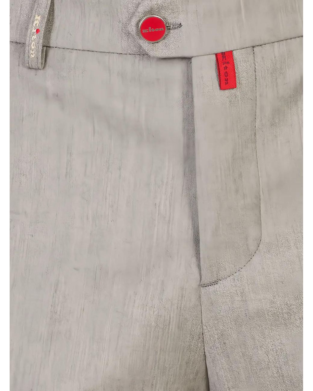 Kiton Gray Logo-Patch Straight-Leg Trousers for men