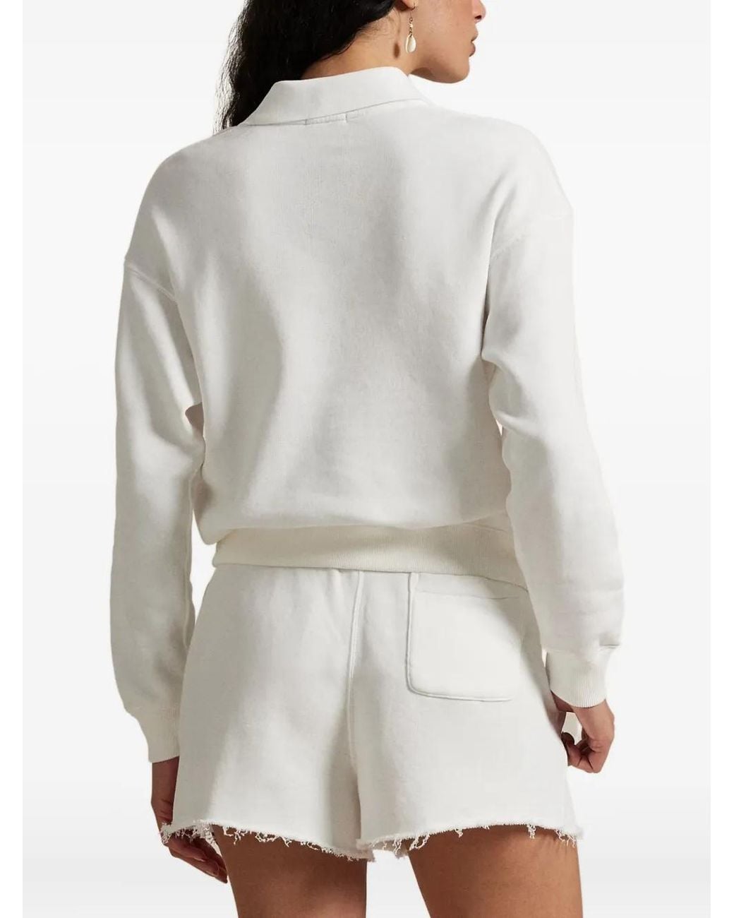 Polo Ralph Lauren White Long-Sleeves Logo-Detail Polo Shirt