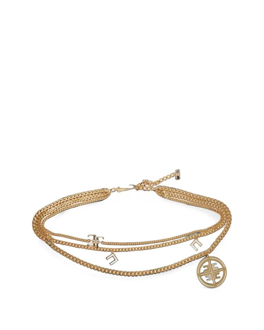 Elisabetta Franchi Metallic Logo-Charm Layered Chain Belt