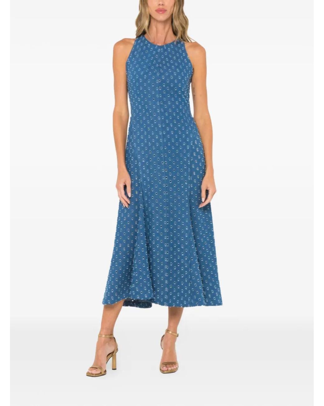 JBQ Blue Brynn Patterned Sleeveless Midi Dress