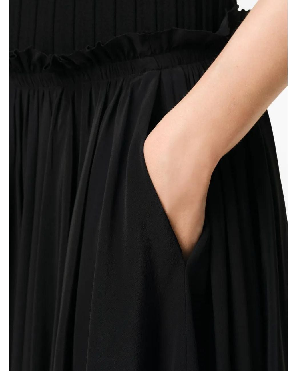 AMI Black Blended Silk Midi Corolla Skirt