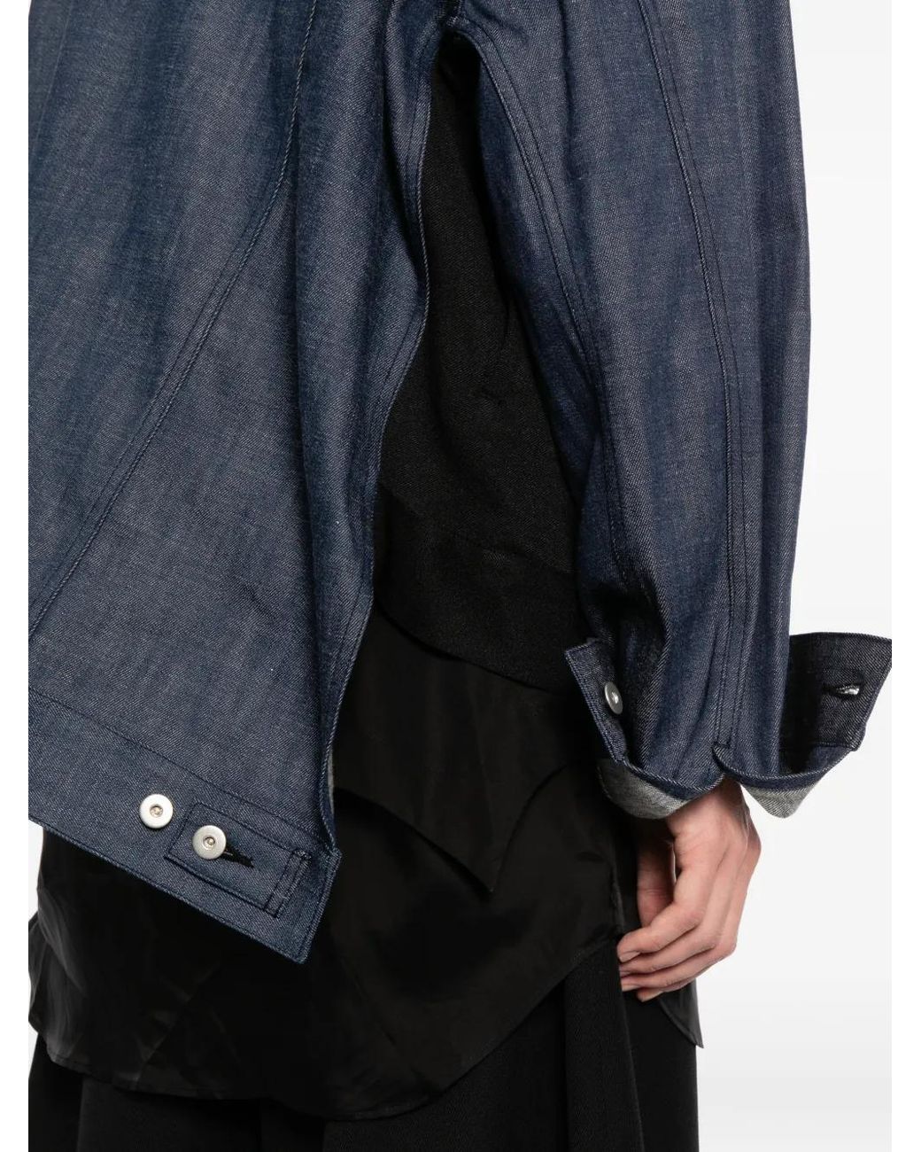 COMME DES GARÇON BLACK Black Panelled Layered-Effect Denim Jacket for men
