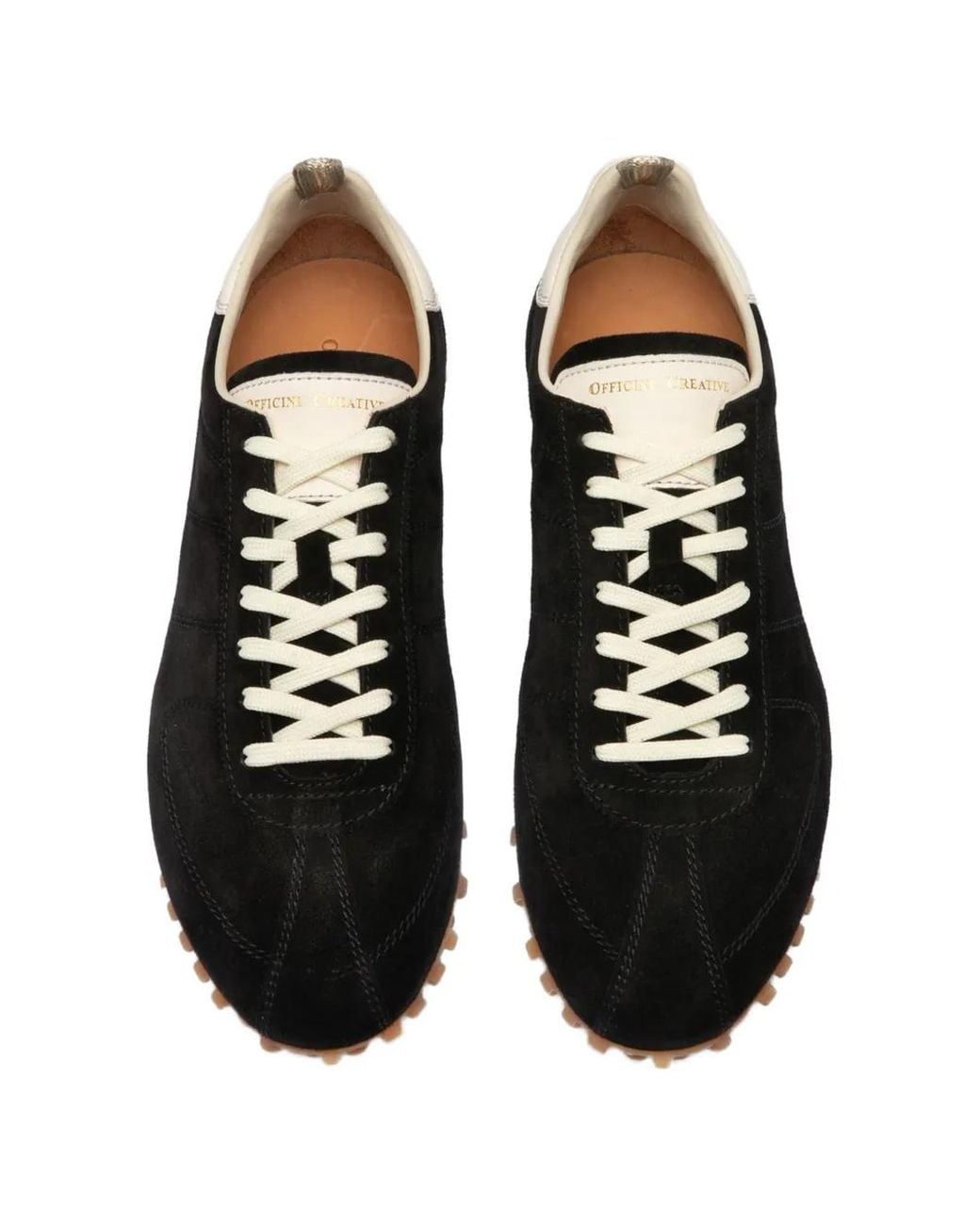 Officine Creative Black Repertoire Calf Suede Sneakers for men
