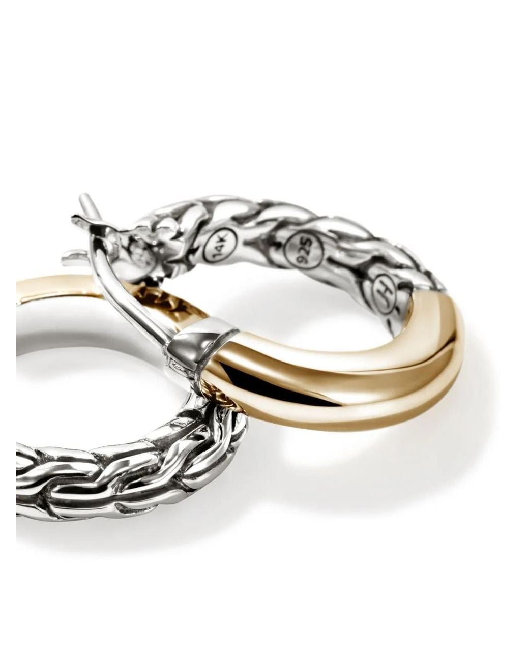 John Hardy 14Kt Essential Crossover Diamond Hoop Earrings in White | Lyst