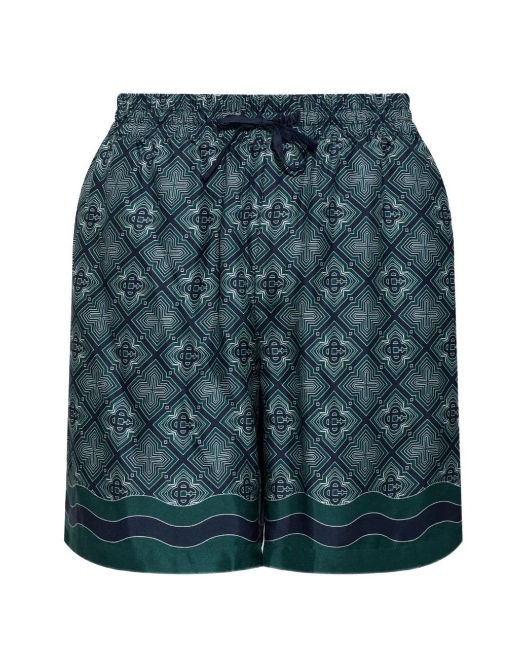 Casablanca Blue Circuit Monogram Silk Shorts for men
