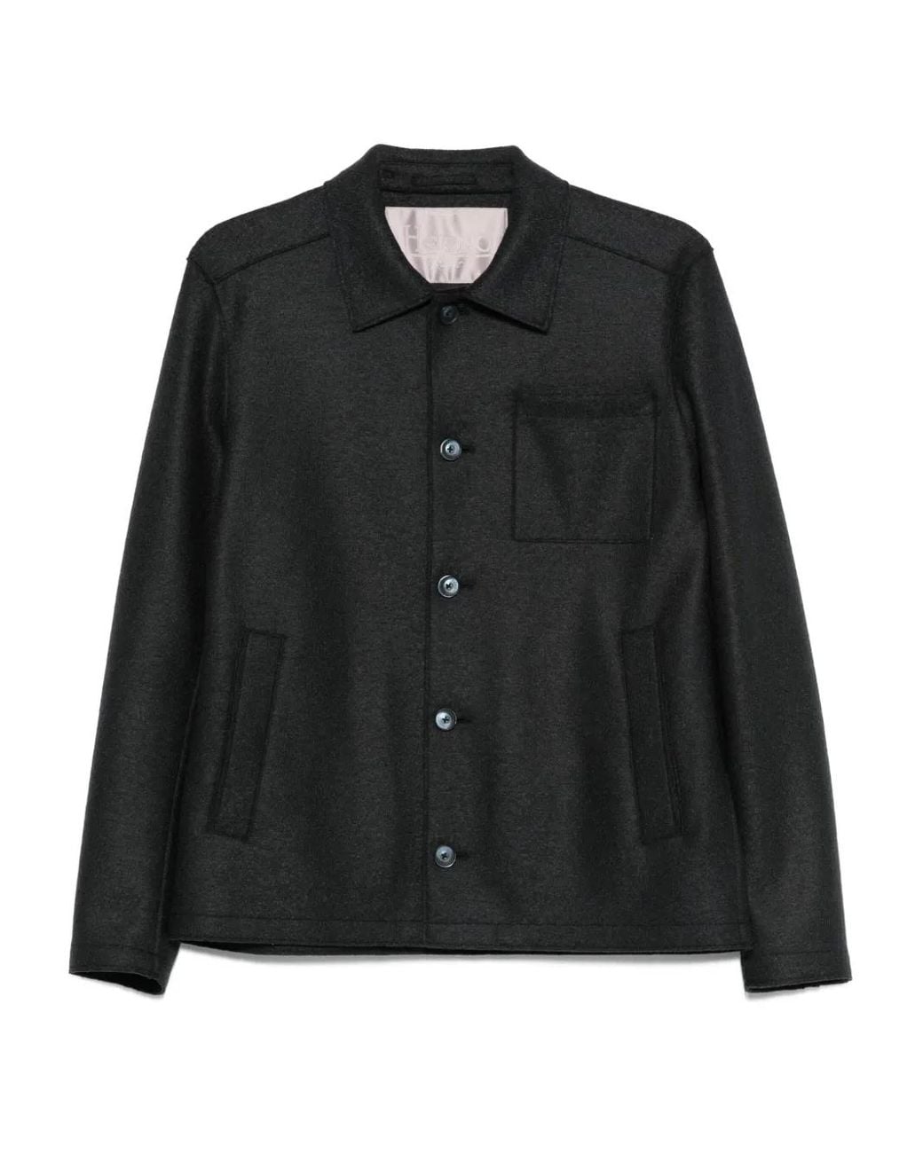 Herno Black Virgin Wool Camicia for men