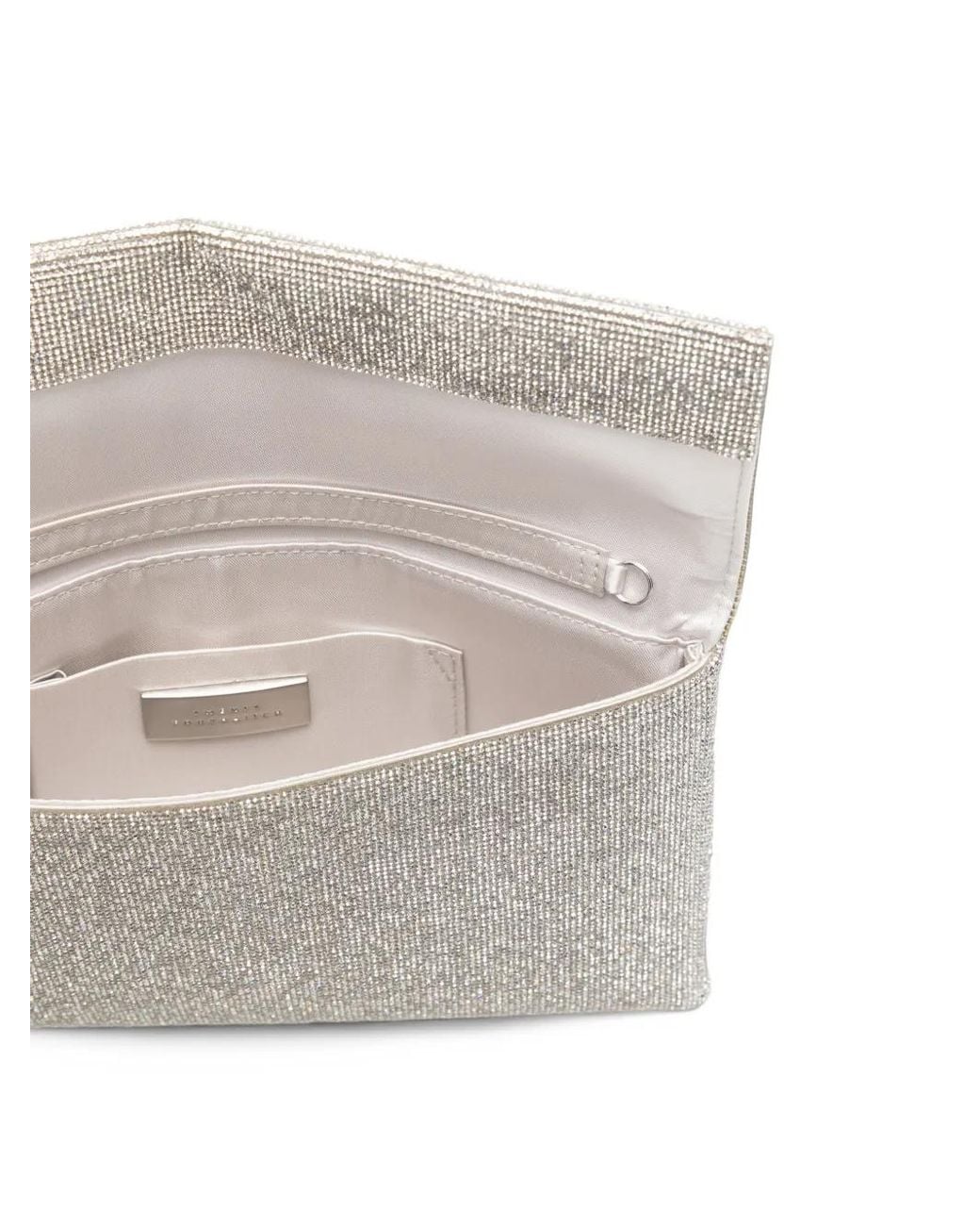 Twentyfourhaitch Gray Crystal-Embellished Envelope Shoulder Bag