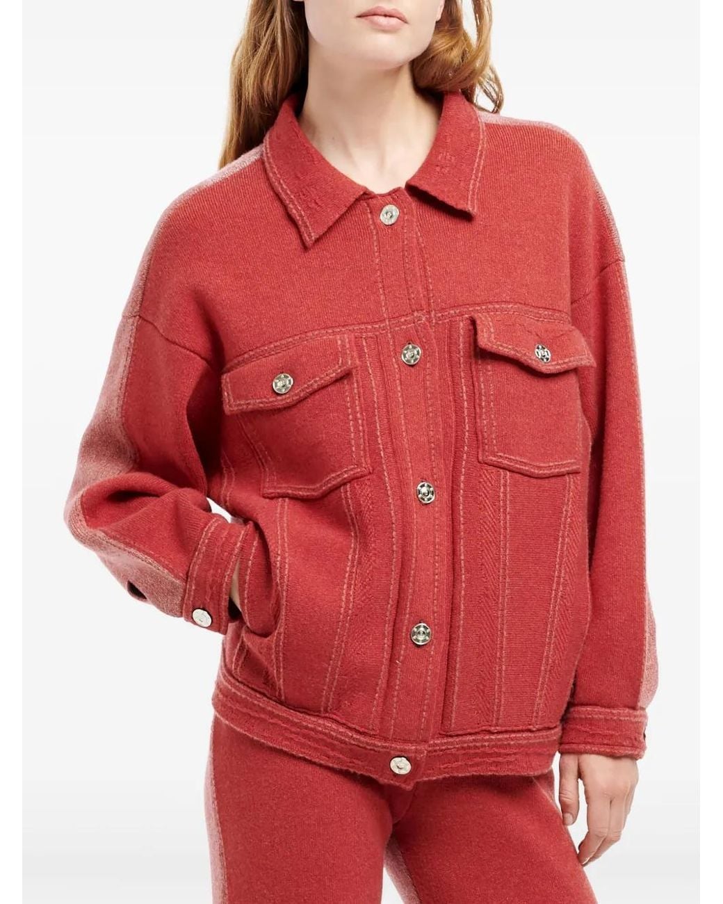 Barrie Red Cashmere-Cotton Denim Jacket