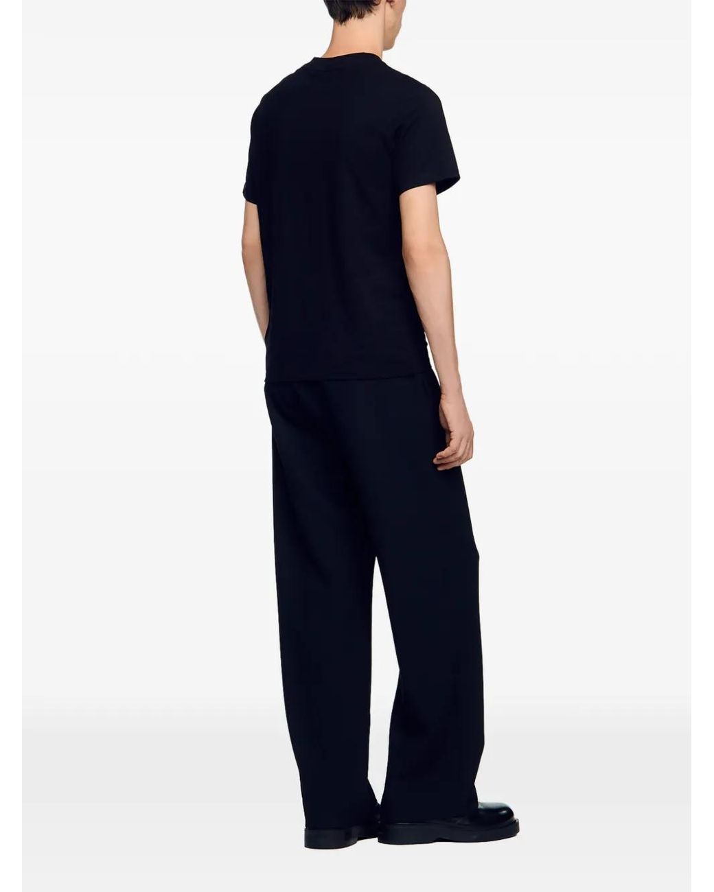 Sandro Black Cotton T-Shirt for men