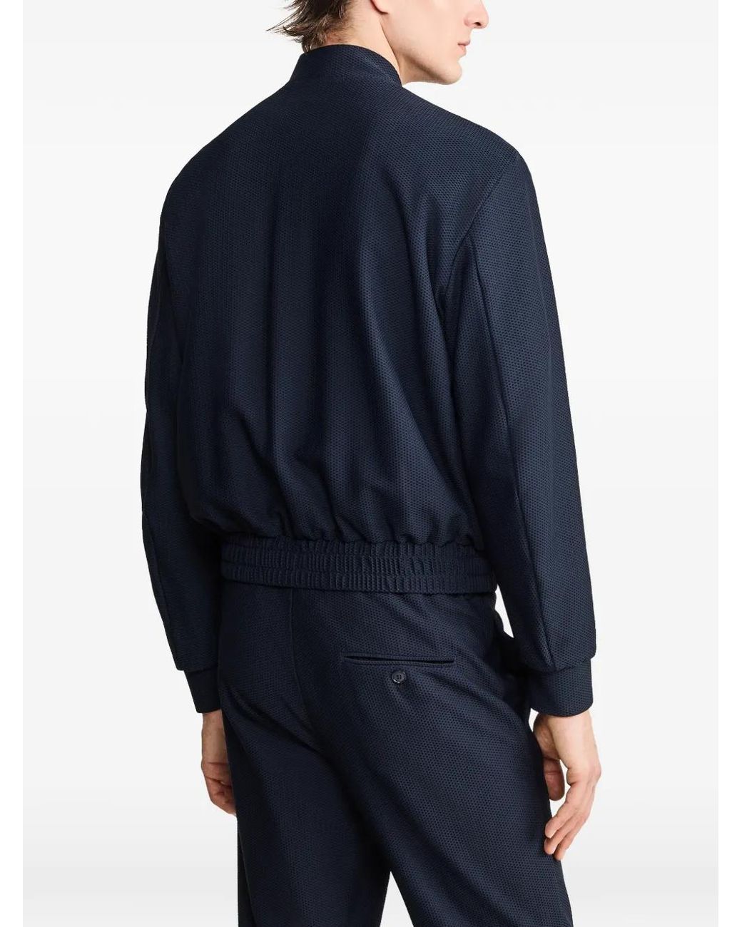 Giorgio Armani Blue Technical Waffle Blouson for men
