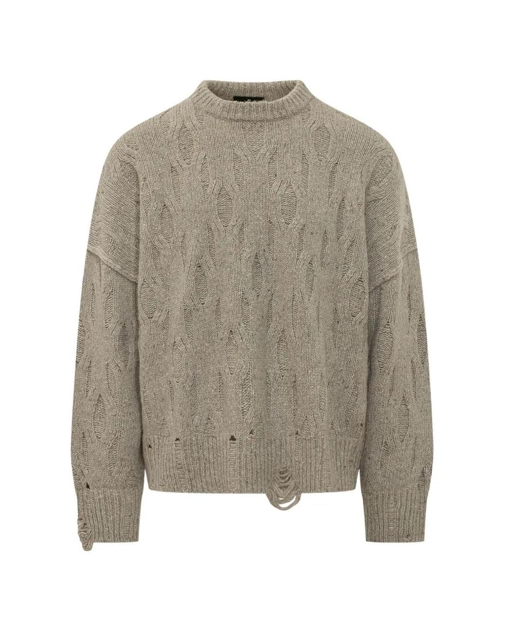 Represent Gerafelde Kabelgebreide Trui in het Gray voor heren