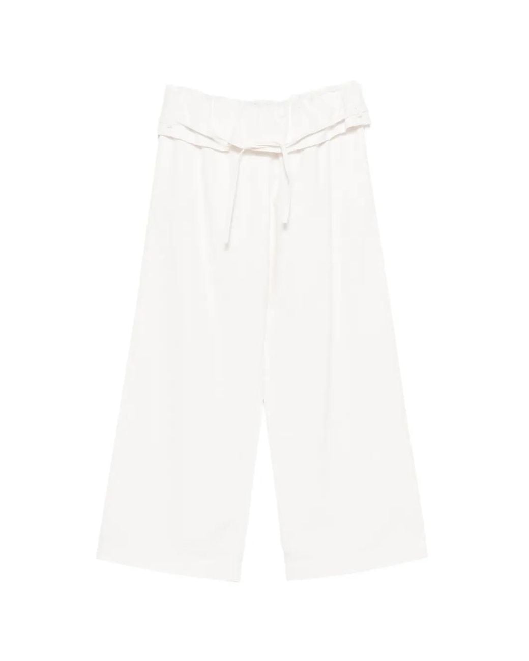 Magda Butrym White Paperbag-Waist Wide-Leg Trousers