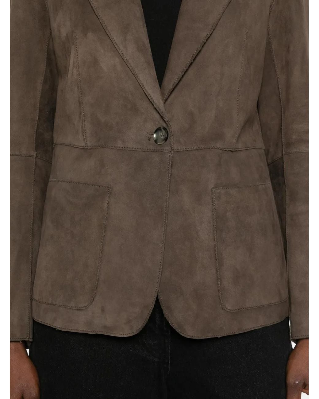 The Jackie Leathers Brown Lucilla Single-Breasted Leather Blazer