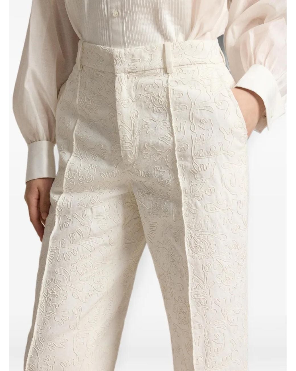 Polo Ralph Lauren White Pantalon Court À Broderies