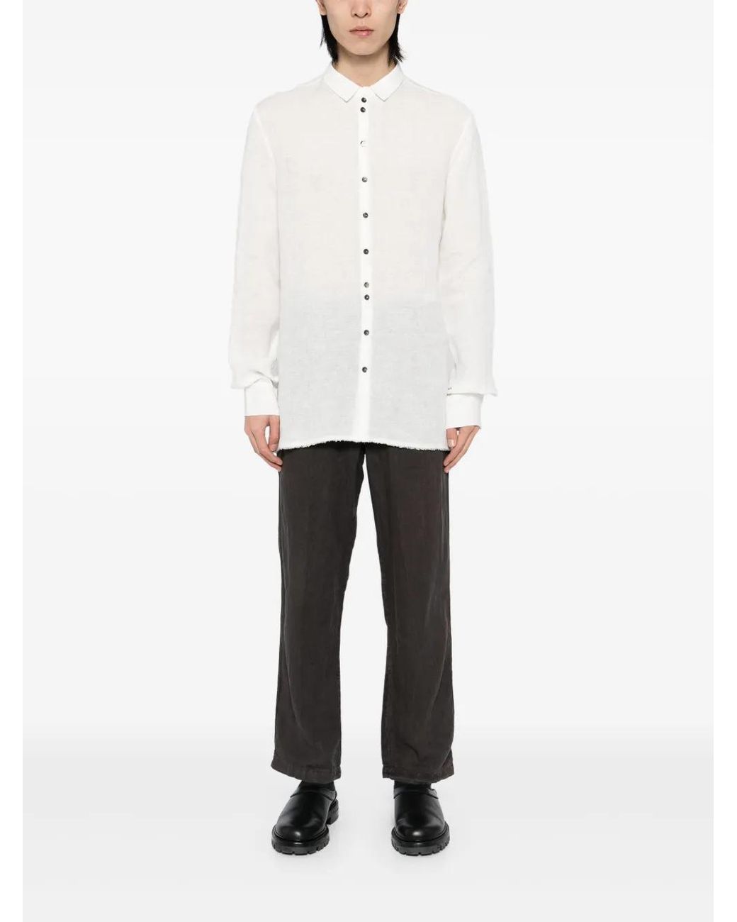 Label Under Construction White Button-Up Shirt for men