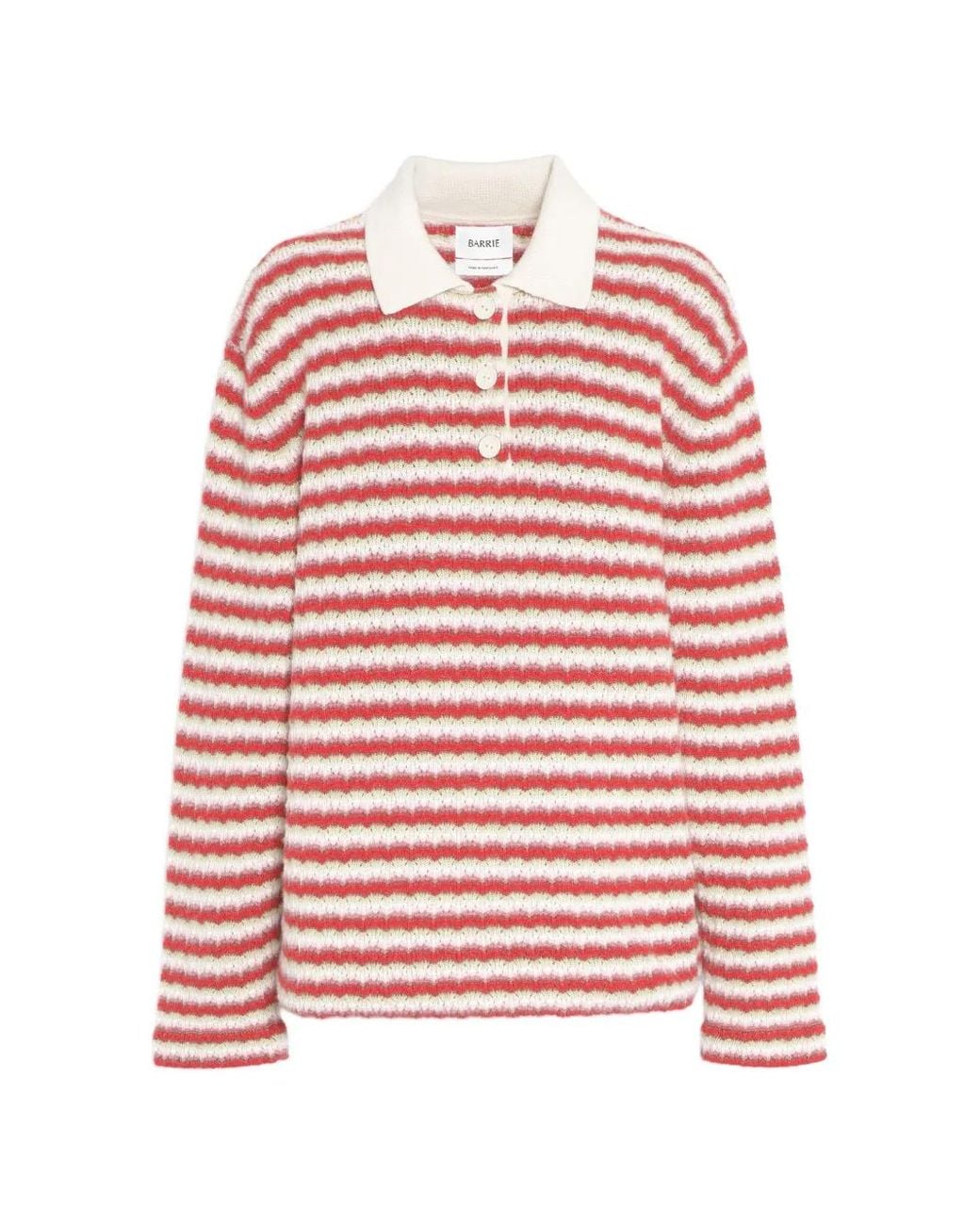 Barrie Red Striped Cashmere Polo Shirt