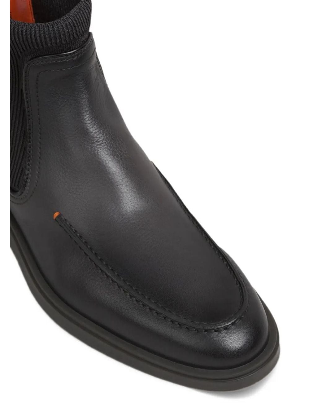Santoni Black Ribbed-Panel Leather Boots for men