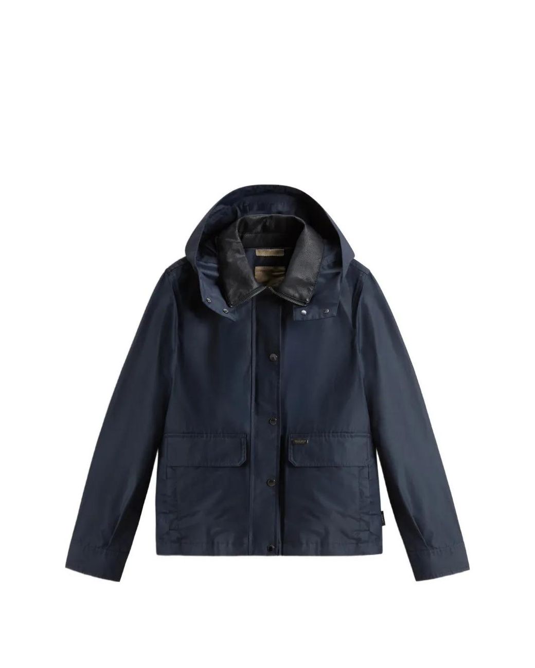 Woolrich Blue Dundee Superwax Removable-Hood Jacket