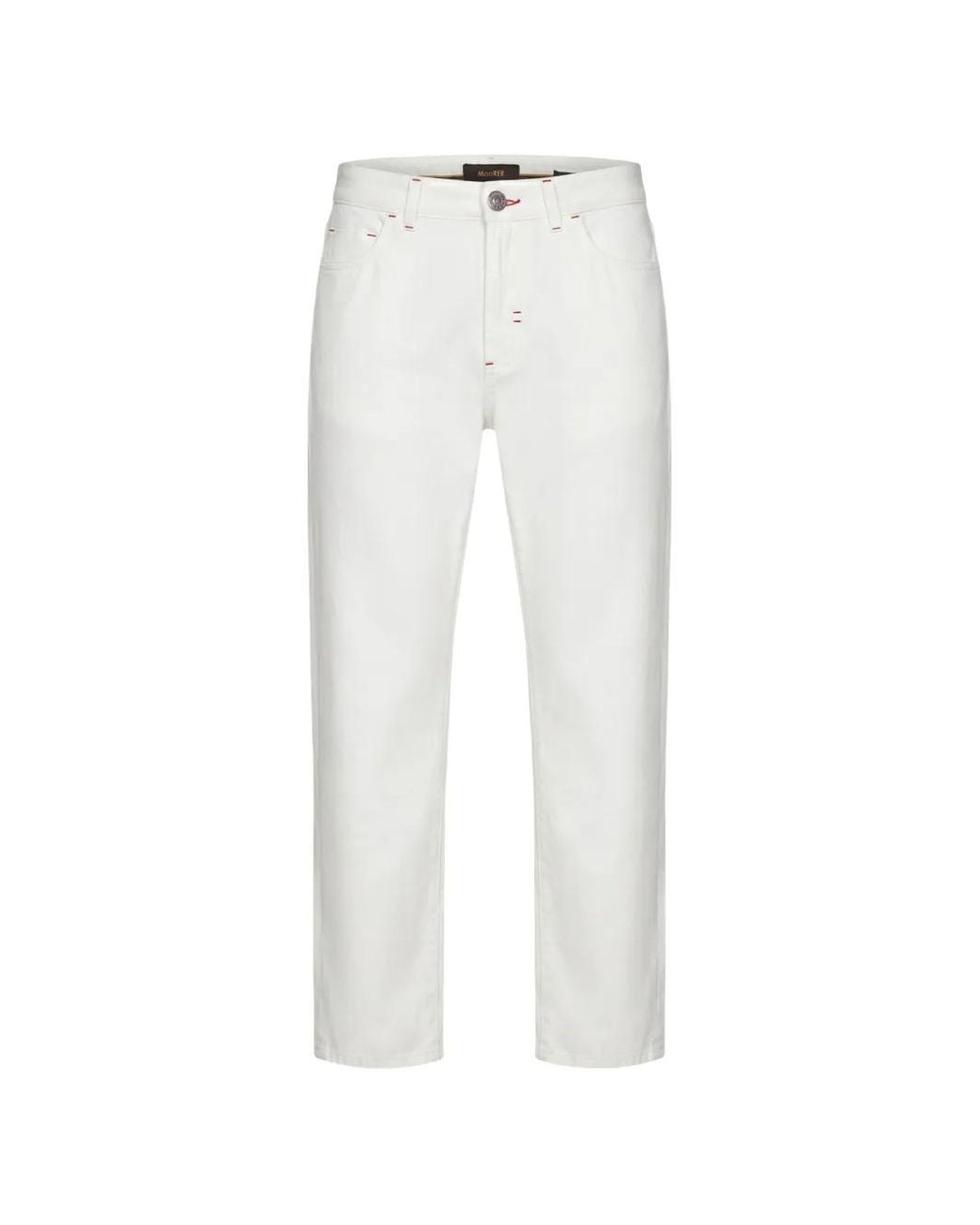 Moorer White Logo-Patch Straight-Leg Jeans