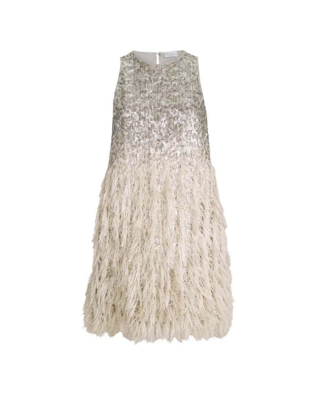Brunello Cucinelli White Dazzling Dégradé Mini Dress