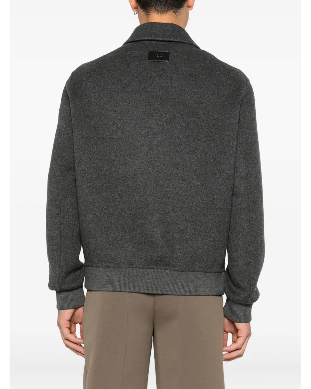 Fendi Gray Wool Bomber Jacket for men