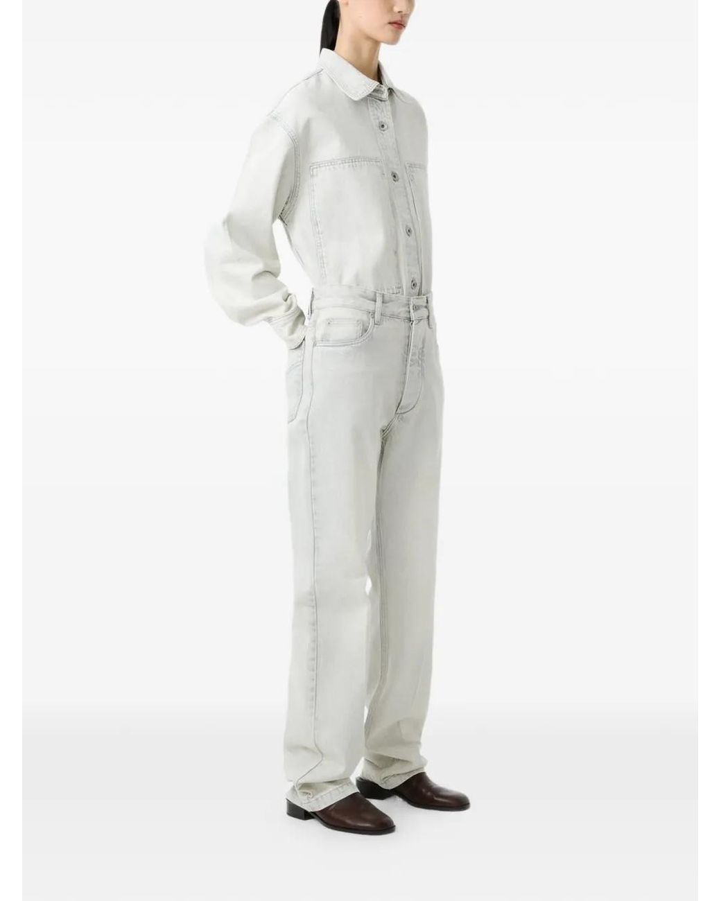 Studio Nicholson White Chemise Paso À Poche Poitrine