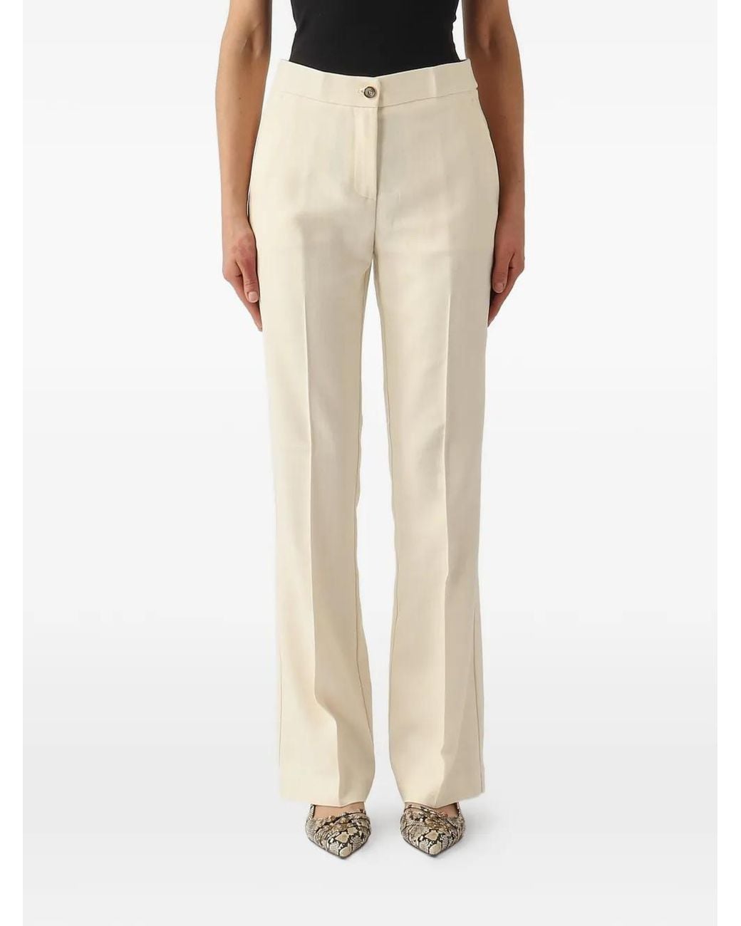 Pinko Natural Pressed-Crease Tailored Trousers