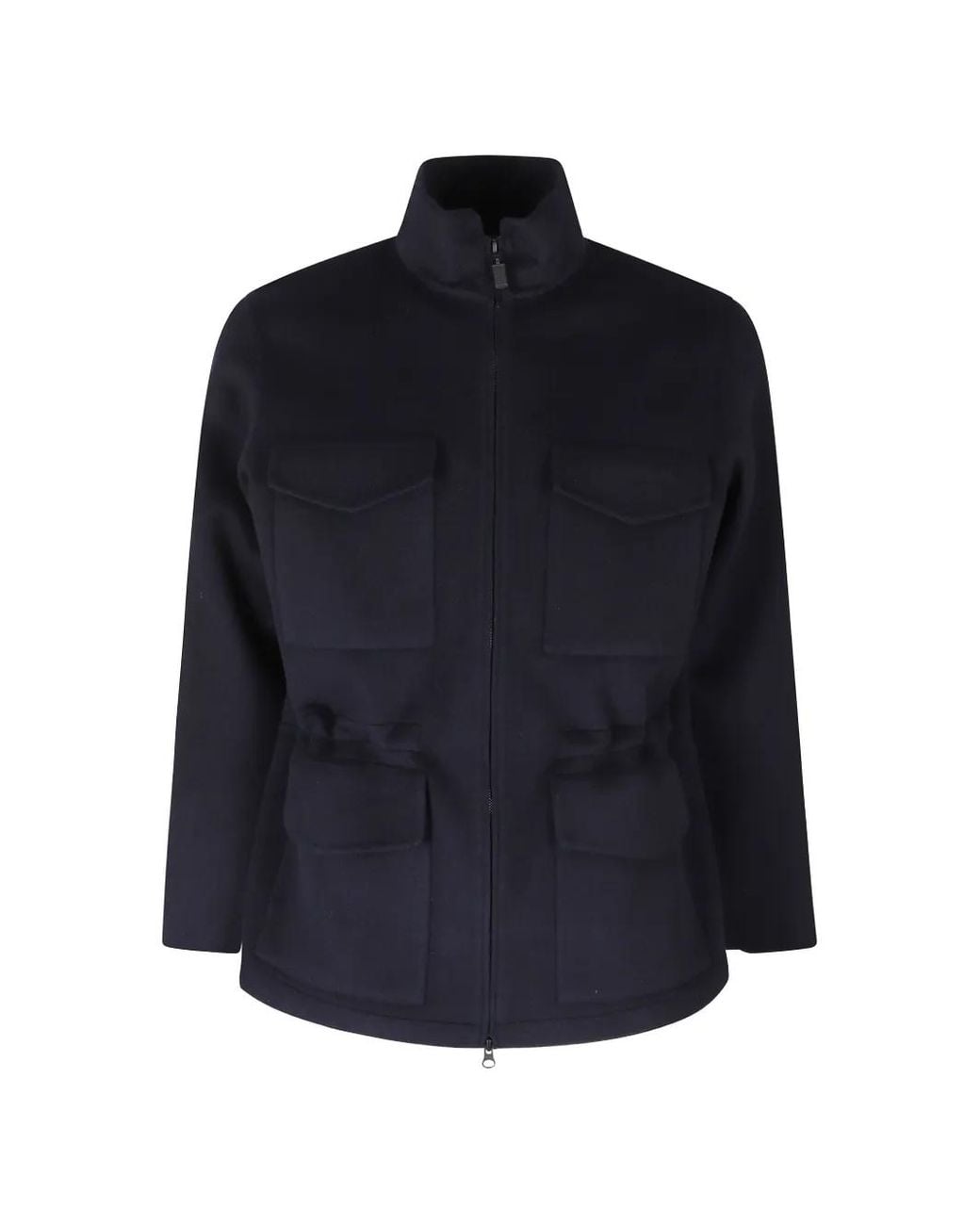 Aspesi Blue Multi-Pocket High-Neck Jacket for men