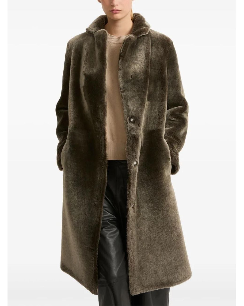 Yves Salomon Gray Shearling Coat