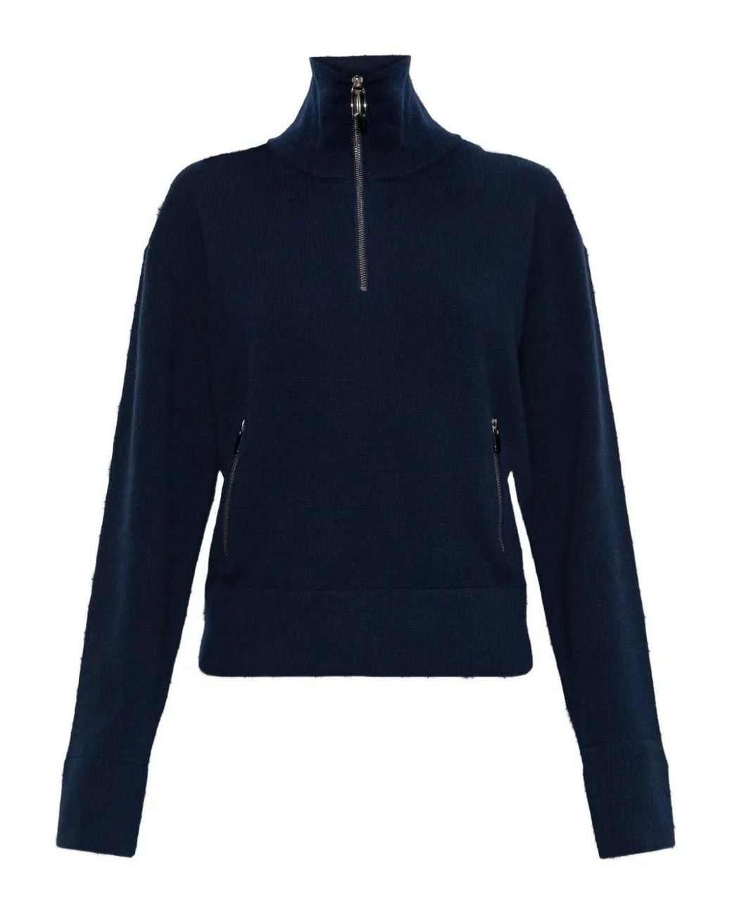 Victoria Beckham Blue Half-Zip Milano Sweater