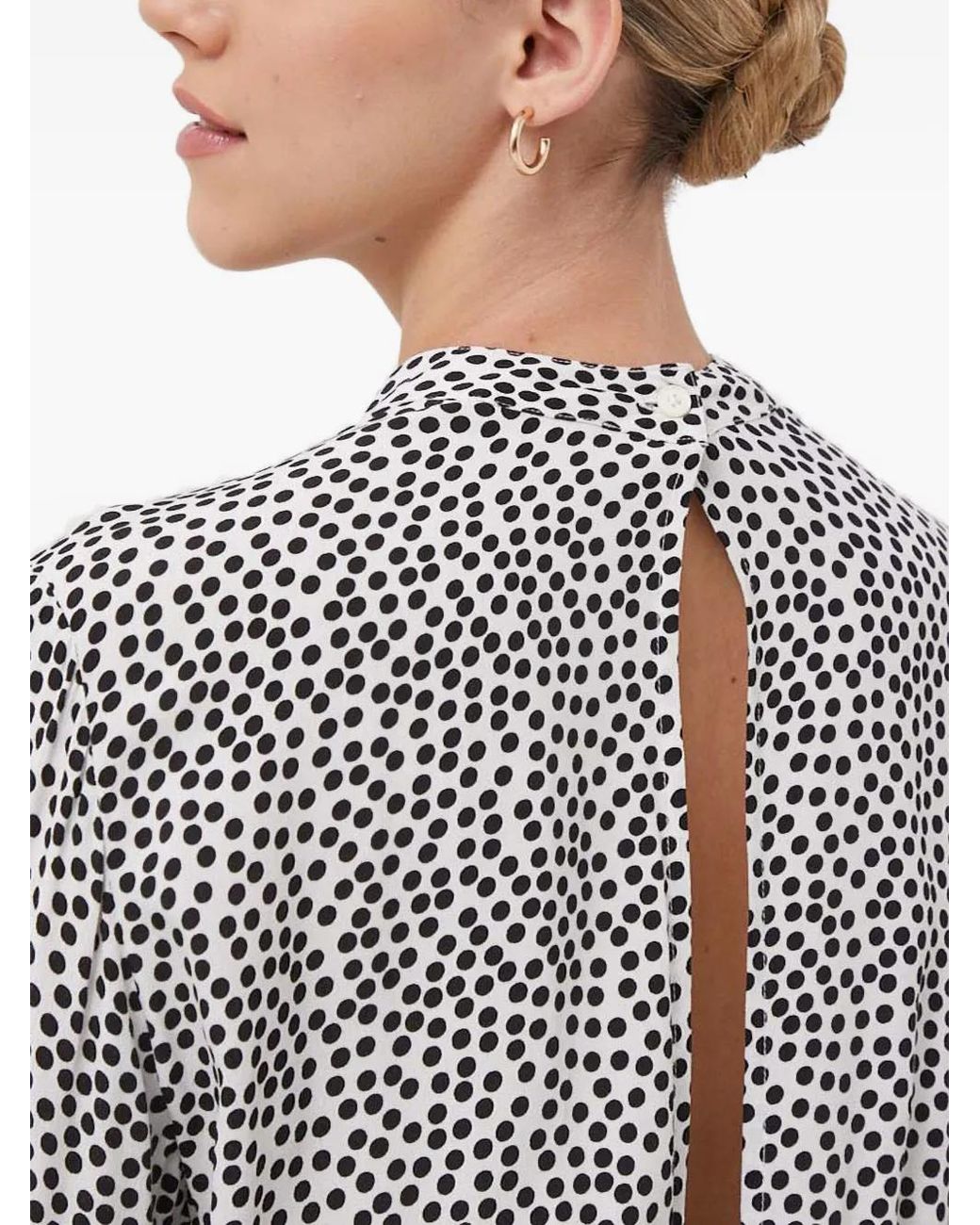 Benetton Gray Polka-Dot Open-Back Midi Dress