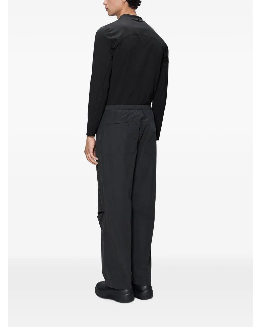 Rains White Pleated Wide-Leg Trousers for men