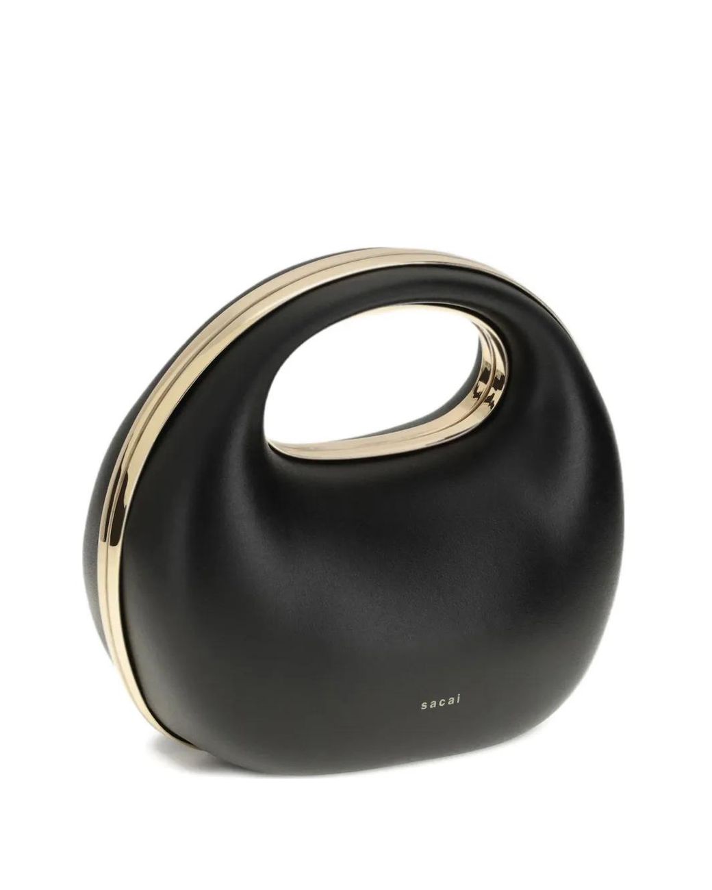 Sacai Black Pochette En Cuir À Design Rond