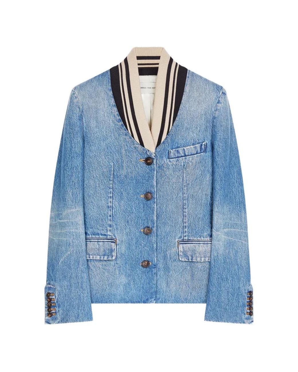 Dries Van Noten Blue Fitted Denim Blazer