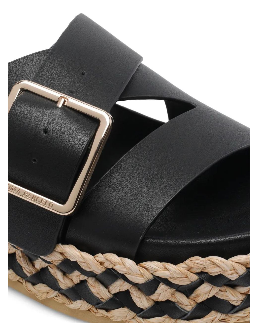 Paloma Barceló Black Buckle-Detail Platform Sandals