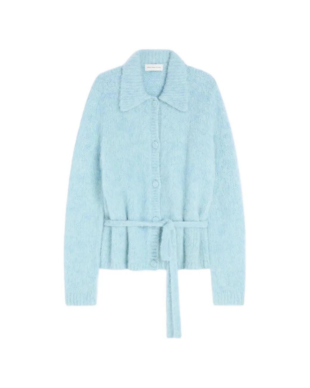Dries Van Noten Blue Polo Wool Cardigan