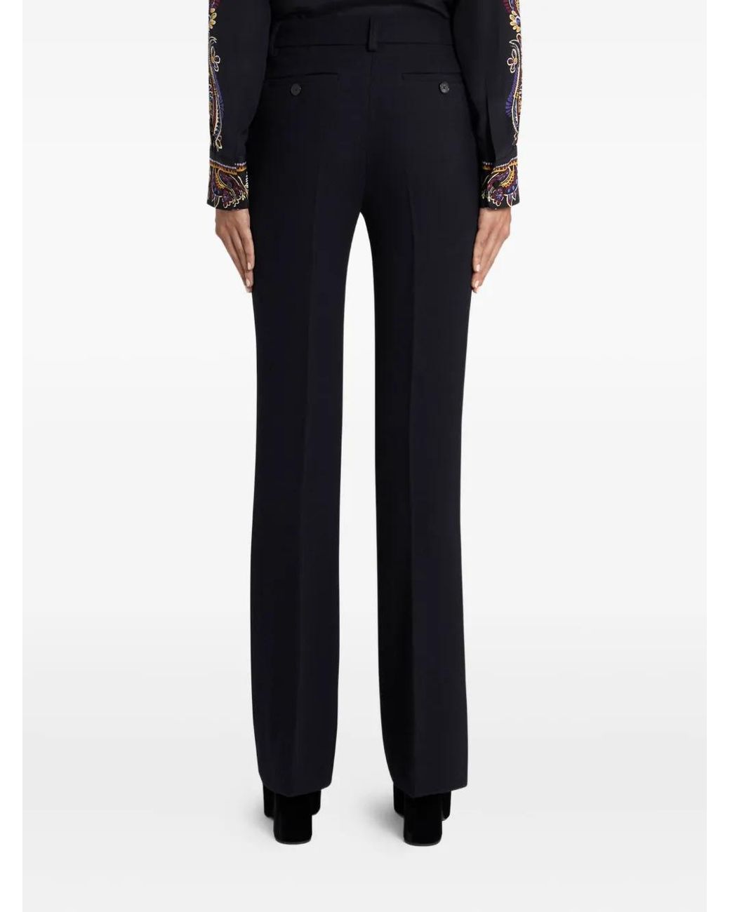Etro Blue Tailored Bootcut Wool Trousers